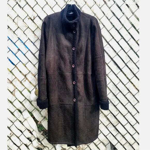 Bonz New Zealand Handmade Sheepskin Shearling Fur Coat Large Long Maxi Length - Picture 3 of 16